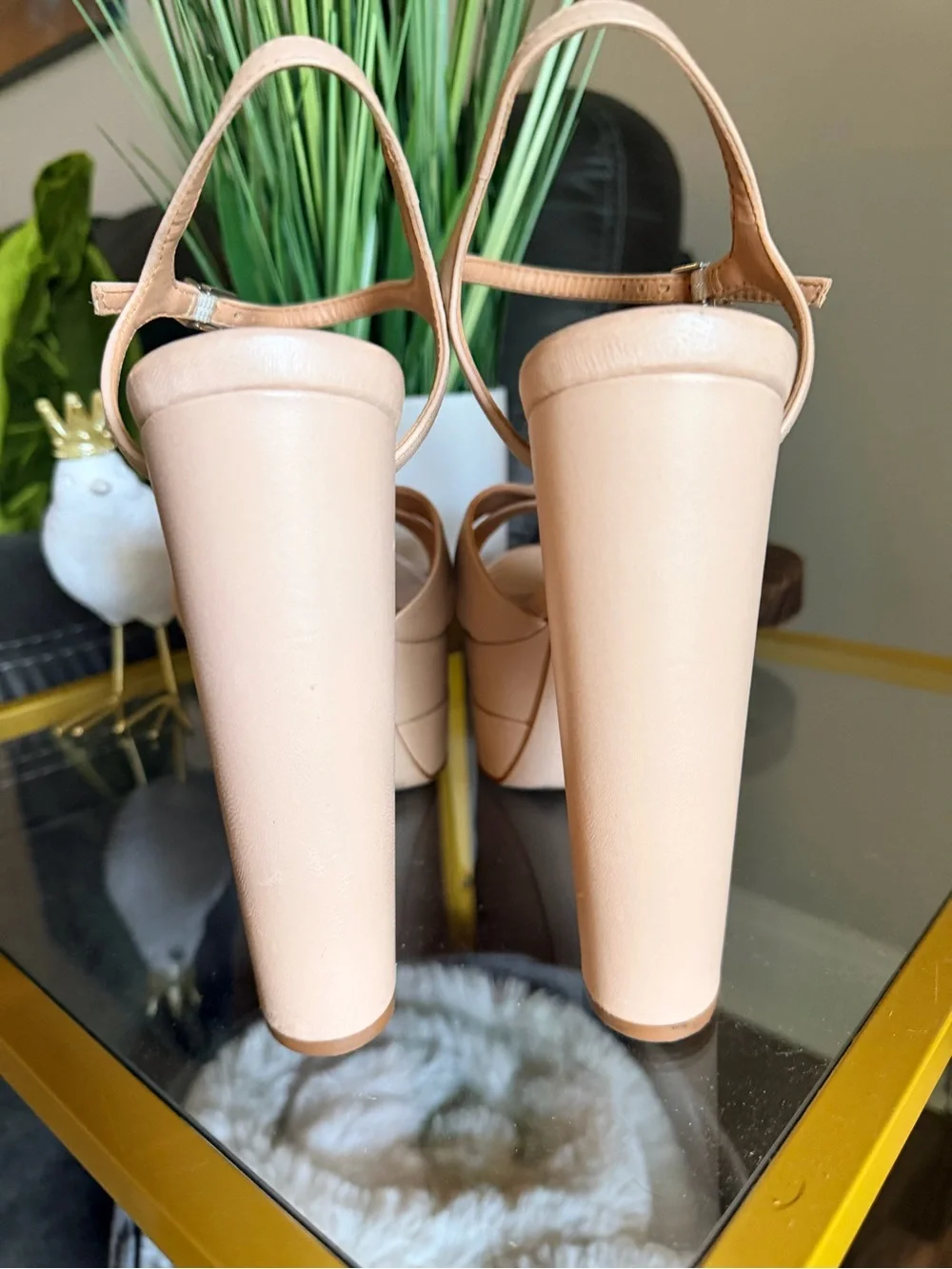 SCHUTZ Blush Nude Platform Sandal with Ankle Strap